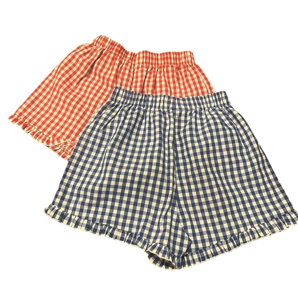 SHEIN Red and Blue Gingham Shorts Set